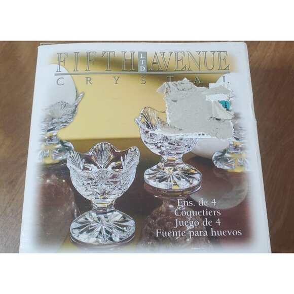 Fifth Avenue Crystal "Portico" Set Of 4 Egg Holders 24% Lead Crystal - Picture 2 of 5